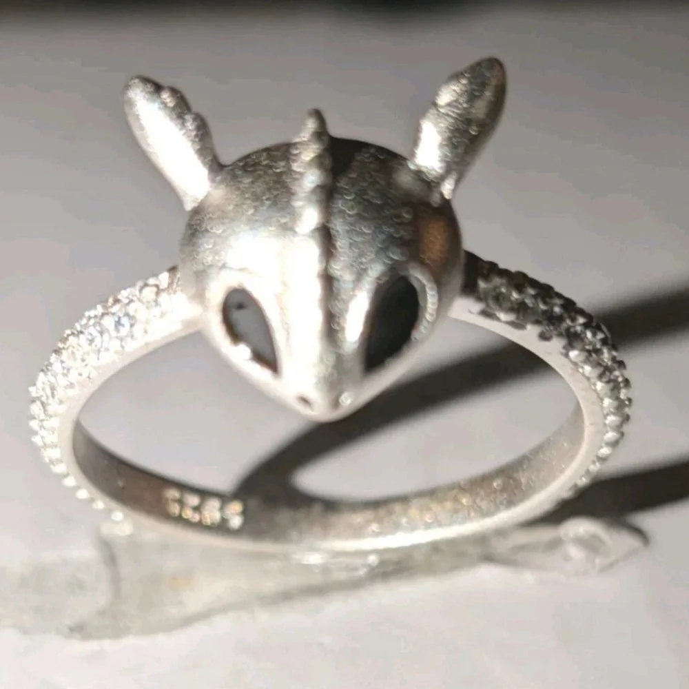 Dainty High Quality 925 Sterling Silver Light Fury Dragon Sparkly CZ Ring Size 7